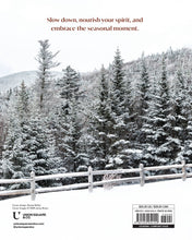 Load image into Gallery viewer, Snow-covered trees with a wooden fence and mountain in the background, featuring text and a barcode on a white background.
