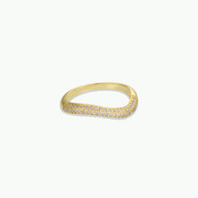 Load image into Gallery viewer, Gold ring with small diamonds on a white background
