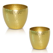 Load image into Gallery viewer, Two gold hammered pots
