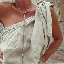 Load image into Gallery viewer, Woman wearing Solid brass serpant lariat necklace
