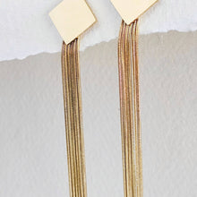 Load image into Gallery viewer, Gold plated chain geometric earrings
