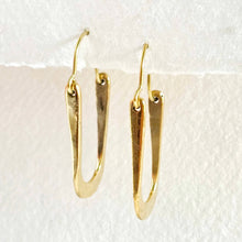 Load image into Gallery viewer, Brass hoop unique handmade oval earrings
