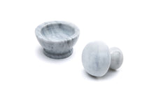 Load image into Gallery viewer, Marble mortar and pestle set on a white background

