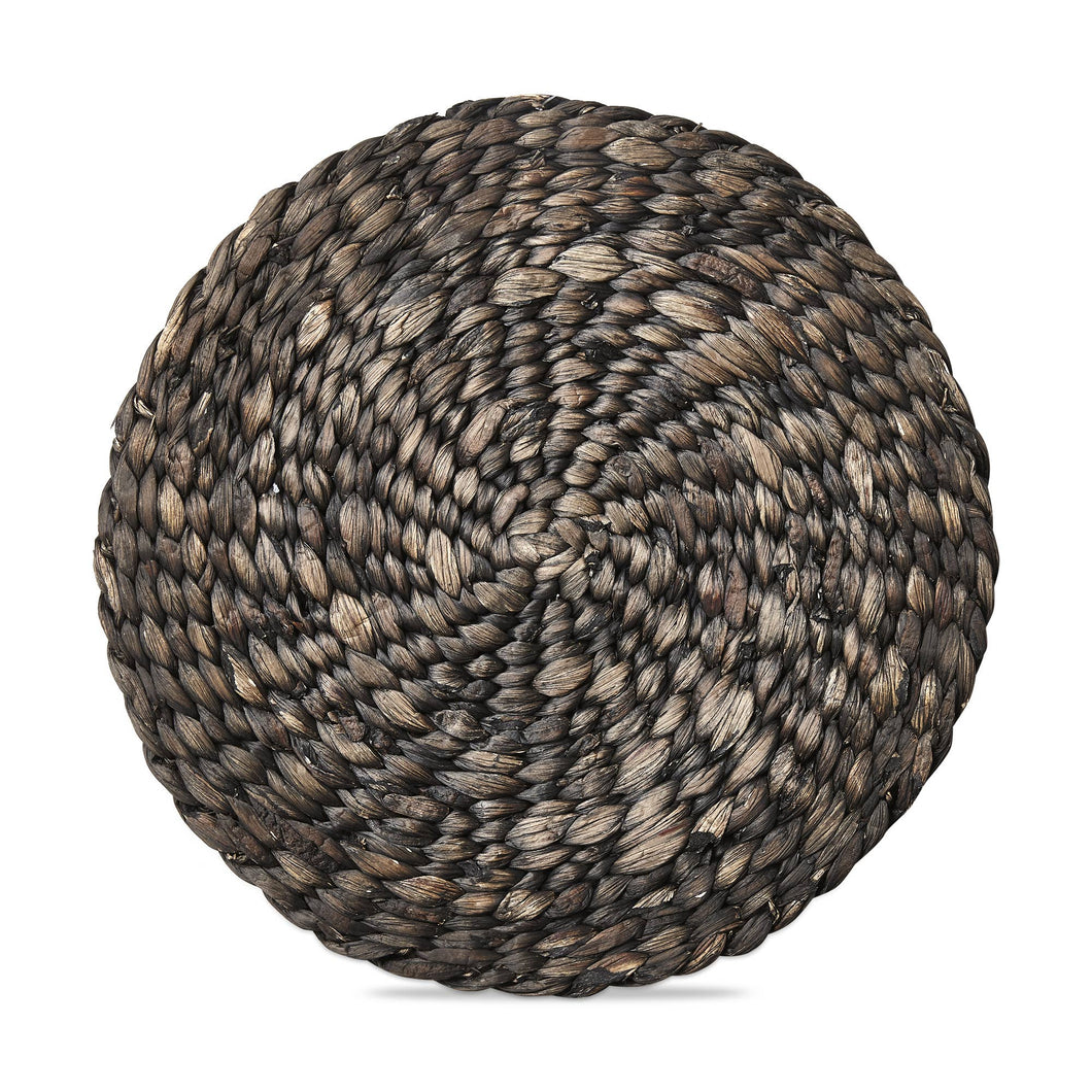 Braided Water Hyacinth Round Placemat - Black
