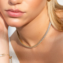 Load image into Gallery viewer, Woman wearing a baguette tennis necklace
