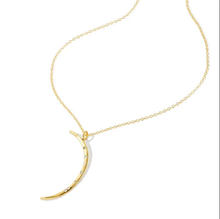 Load image into Gallery viewer, Gold crescent moon necklace on a white background
