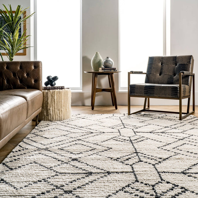 Carlina Modern Geometric Soft Shag Fringe Area Rug 5' 3