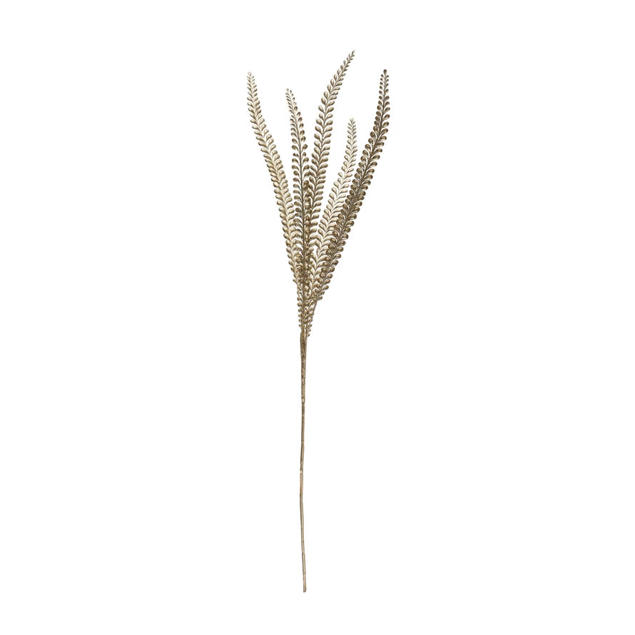Faux Fern Frond Spray in a Pewter Finish