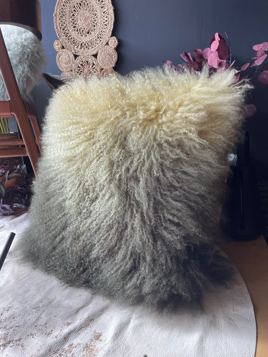 Mongolian Lamb Fur Dip Dyed Pillow