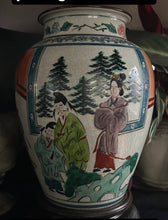 Load image into Gallery viewer, hand painted lamp with mahagony base
