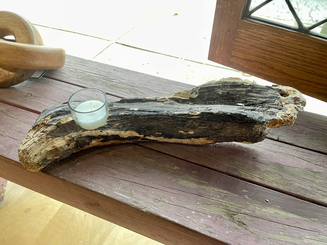 lake erie driftwood candleholder