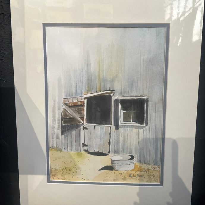 Handpainted Watercolor of a Vintage Barn by E.L. Bush