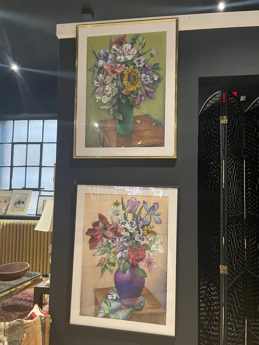 Vibrant Floral Paintings Set of 2 signed by Kramer