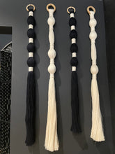 Load image into Gallery viewer, handmade ivory and navy macrame 

