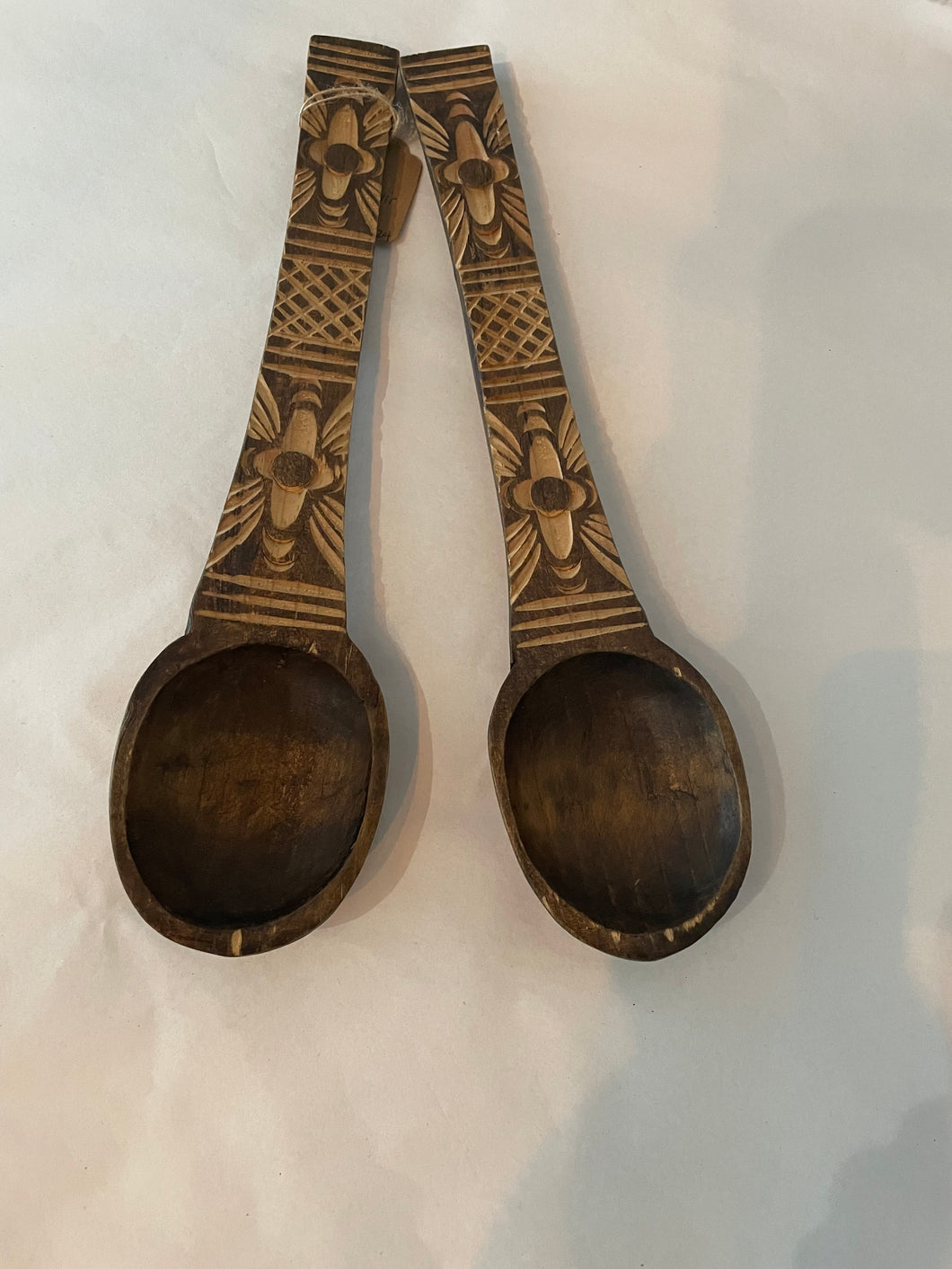 hand carved wooden serving spoons