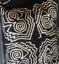 Load image into Gallery viewer, Handmade Pillow Cover from Kashmir, India, Black and White Tribal
