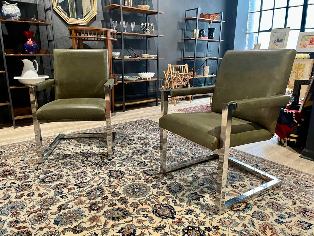 Milo Baughman Style Vintage Chrome Chair by Henredon
