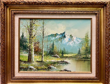 Load image into Gallery viewer, Vintage Hand Painted Mountain Landscape in Gilded Frame
