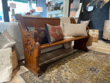 Load image into Gallery viewer, Wooden bench with decorative pillows in a room setting
