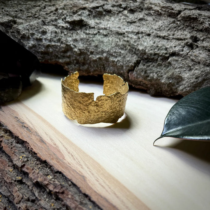 Hammered raw brass adjustable cuff bracelet
