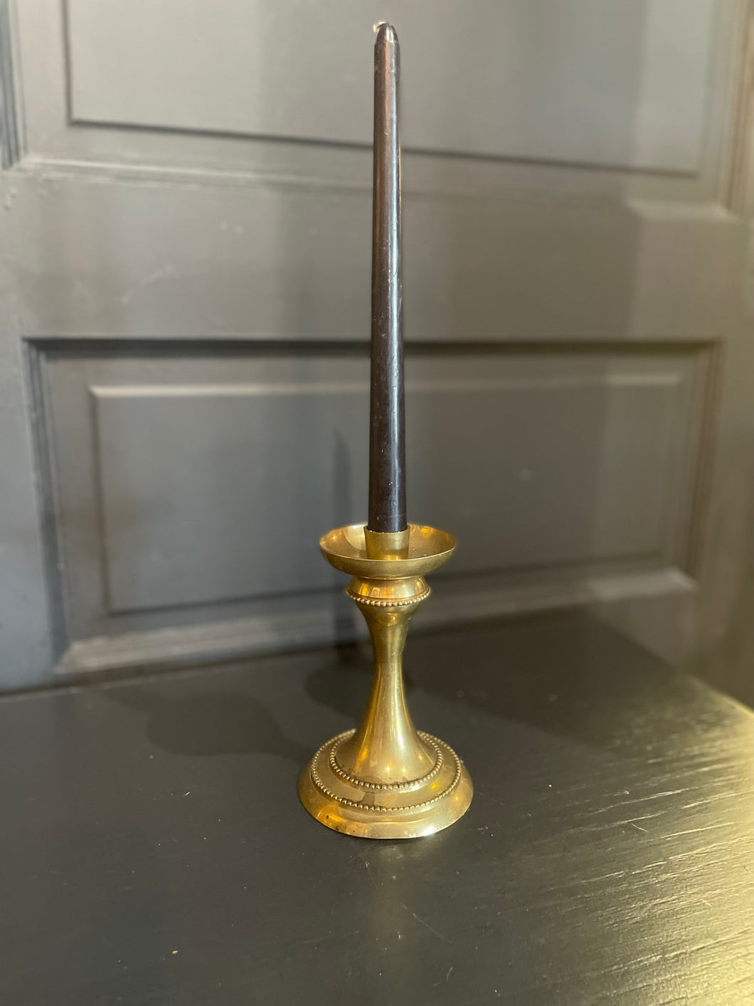 Vintage Gothic Brass Candlestick
