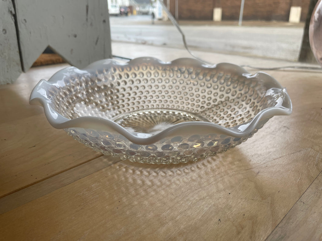 Anchor Hocking Fenton Moonstone Opalescent Hobnail Bowl