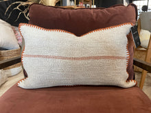 Load image into Gallery viewer, Decorative pillow with brown and beige pattern on a chair

