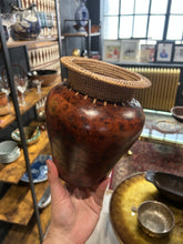 Load image into Gallery viewer, vintage wicker trim vase
