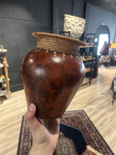 Load image into Gallery viewer, vintage wicker trim vase

