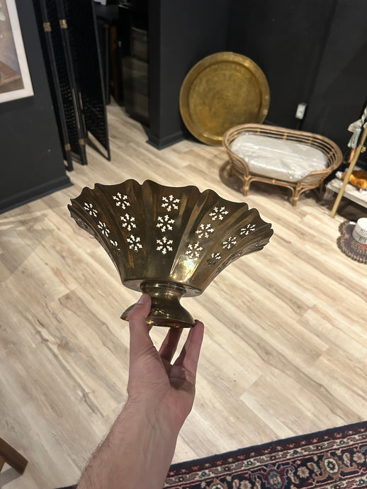 vintage footed brass bowl with cutouts
