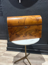 Load image into Gallery viewer, vintage burlwood storach trunk with lock and key
