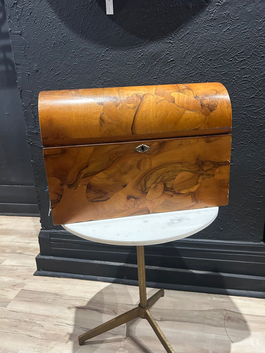vintage burlwood storach trunk with lock and key