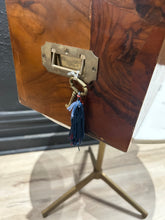 Load image into Gallery viewer, vintage burlwood storage trunk with lock and key 
