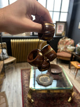 Load image into Gallery viewer, Vintage Wood Napkin Rings with Brass Inlay
