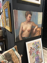 Load image into Gallery viewer, vintage hand painted nude painting
