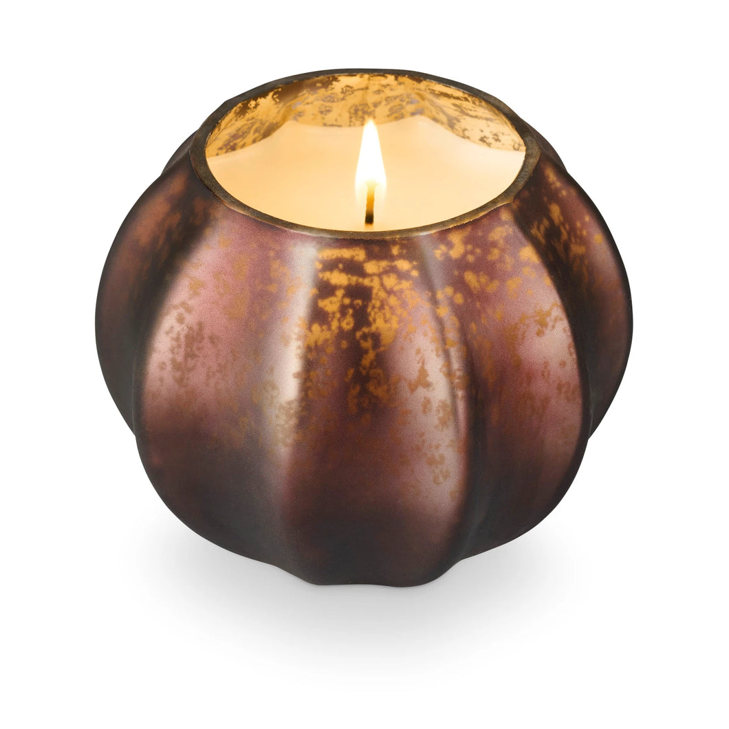 purple votive vase with candle