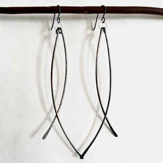 Drama Queen Shoulder Duster Wave Earrings in Oxidized Sterling Silver