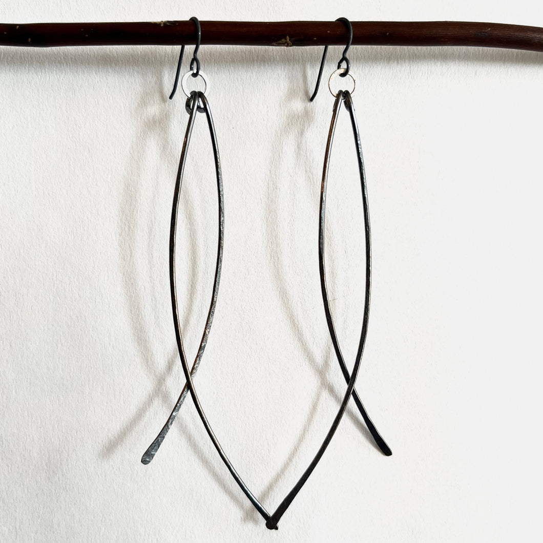 Drama Queen Shoulder Duster Wave Earrings in Oxidized Sterling Silver