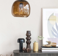 Load image into Gallery viewer, carved wood tapered candlestick holder
