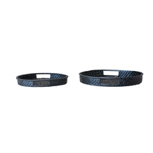 Load image into Gallery viewer, Two black woven trays on a white background
