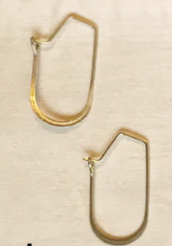 Smooth raw brass short loop earrings 
