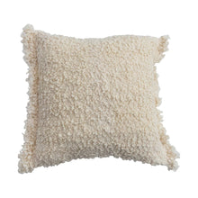 Load image into Gallery viewer, Woven Boucle Indoor/Outdoor Pillow with Fringe
