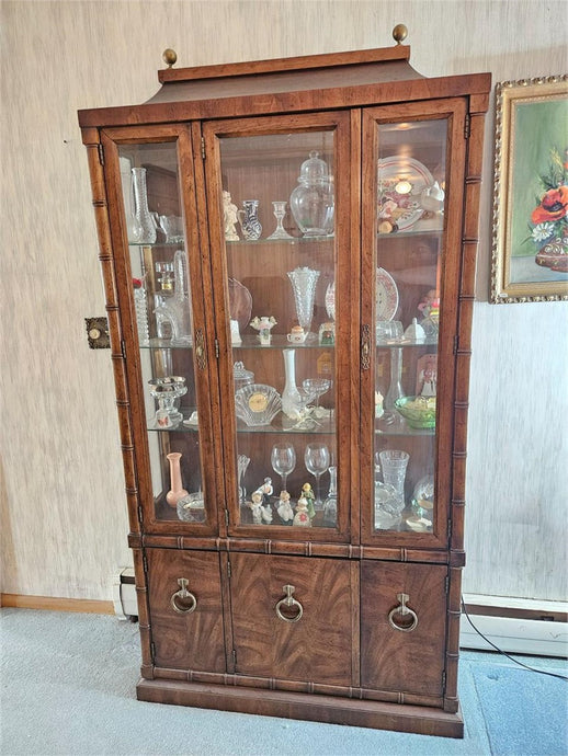 Vintage Drexel Heritage Faux Bamboo Display Cabinet