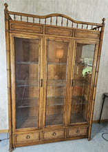 Load image into Gallery viewer, Vintage Thomasville Faux Bamboo Display Cabinet
