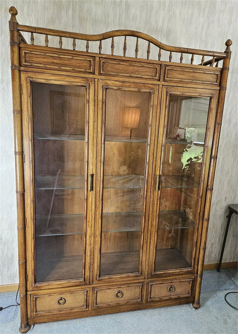 Vintage Thomasville Faux Bamboo Display Cabinet