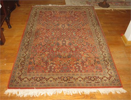Vintage Handwoven Rust-Colored Tabriz Rug