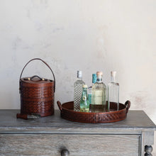 Load image into Gallery viewer, Decorative Woven Leather Tray with Braided Handles
