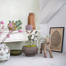 Load image into Gallery viewer, Decorative setting with vases, plants, and a framed leaf print on a white surface.
