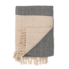 Load image into Gallery viewer, Knit Throw with Fringe in Grey and Cream
