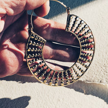 Load image into Gallery viewer, Large handcrafted brass hoop earrings
